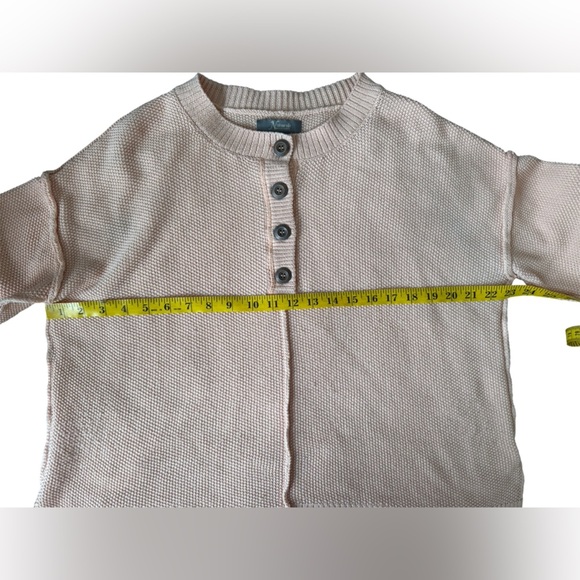 Natural Reflections Women’s Peach pink  Knit Sweater 1/4 Button Up Size Medium - Picture 8 of 9